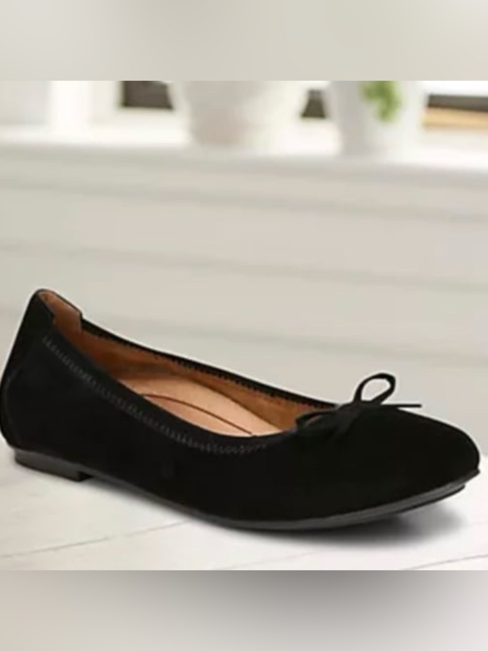 Vionic Liliana Tied Bow Ballet Flats Black Suede Size 7